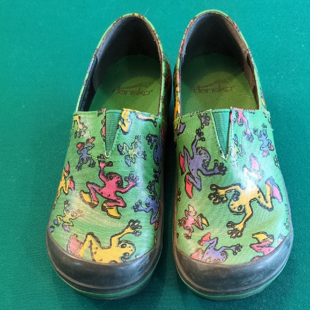 Dansko Multicolor Frog Rain Clogs 5